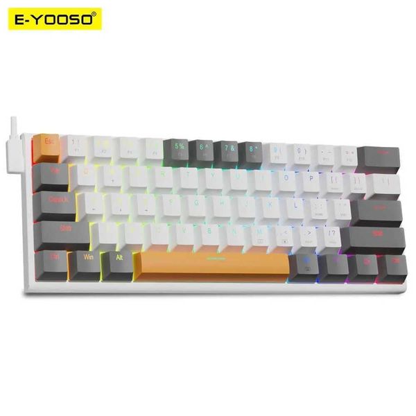 Keyboards E-YOOSO Z11 RGB USB 60% Mini Mechanical Gaming Keyboard Blue Red Switch 61 Keys Wired Detachable Cable Portable for Travel PC H241