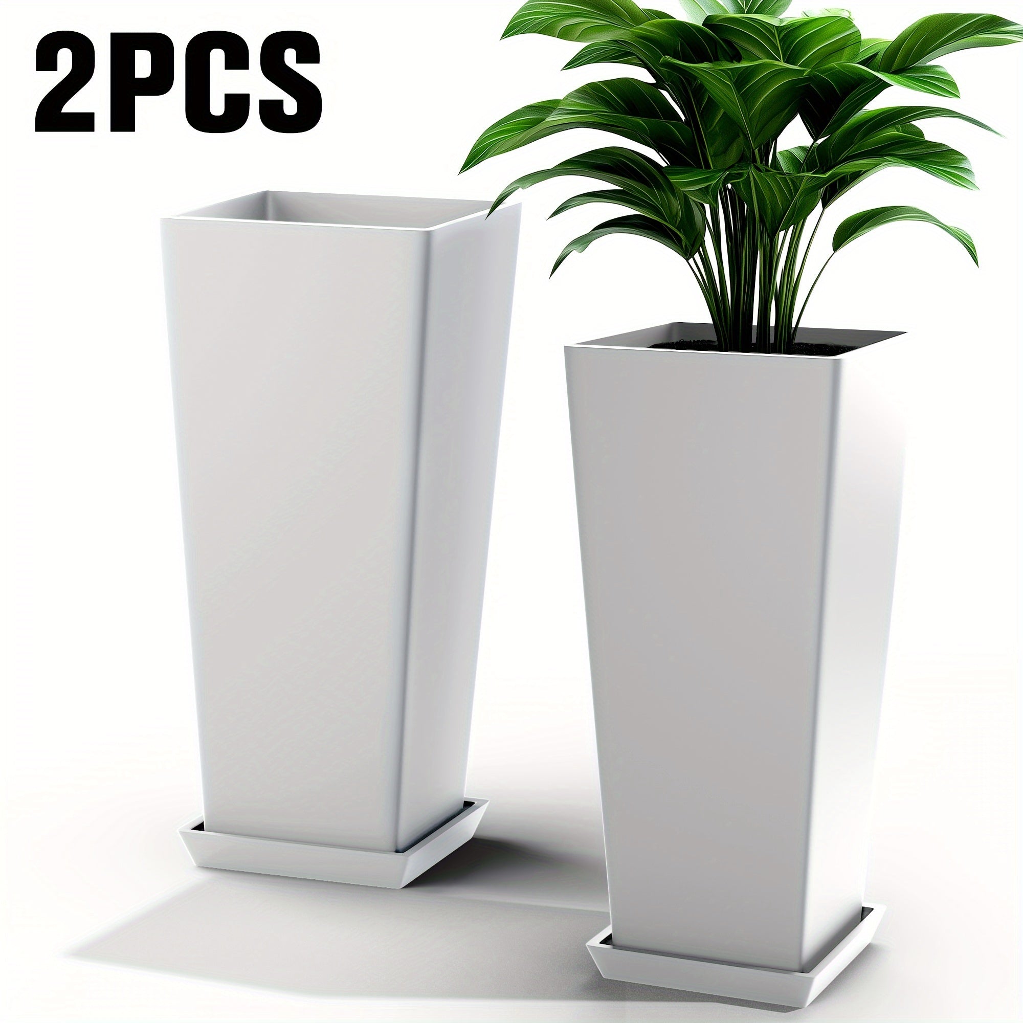 TEMU 24-inch Tall V-shaped Outdoor Planters, Large Pots For Indoor-outdoor Use, Tapered Garden Planter Set (2-pack)