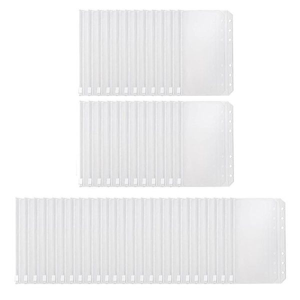 Gift Wrap 50 Pack Binder Pockets A6 Size 6 Holes Zipper Pouch Folders,Zipper Envelopes For Documents Notebooks Cards LL