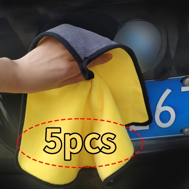 TEMU 1-5-pack Microfiber Car Cleaning Cloths - High Absorbency Car Wash Towels, Thickened & | Drying Without Residue (30x30cm-30x60cm) | Machine