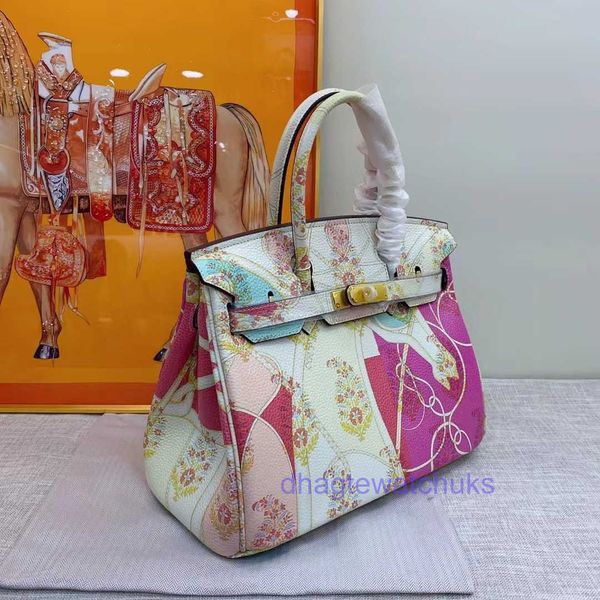 Designer Bag Leather Tote Luxury Bag Travel Bag 30cm Painted graffiti First layer of lychee grain cowhide yqtgood