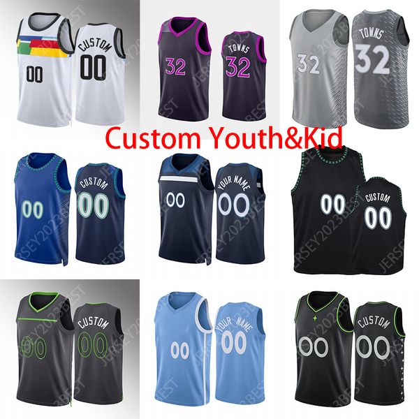 2023 24 city Youth Kids 11 Anthony Edwards Basketball Jerseys 7 Jaylen Nowell 8 Jarred Vanderbilt 4 Naz Reid 1 Wendell Moore Jr. Theo John N