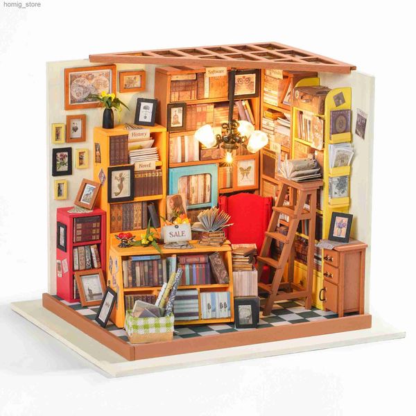 3D Puzzles Robotime DIY Wooden Miniature Dollhouse Sams Study 1 24 Handmade Doll House Model Building Kits Toys for Children Adult - DG102 Y