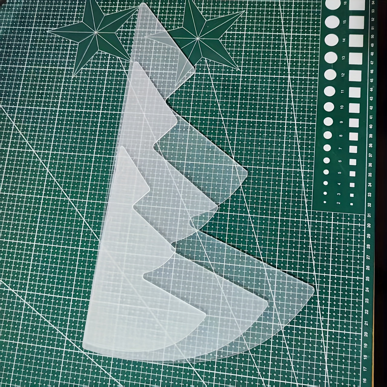 TEMU 3pcs Diy Acrylic Christmas Tree Sewing Templates - Transparent, 8-12-15 Inch Holiday For Knitting, Crocheting, And More, Festive Decorations And
