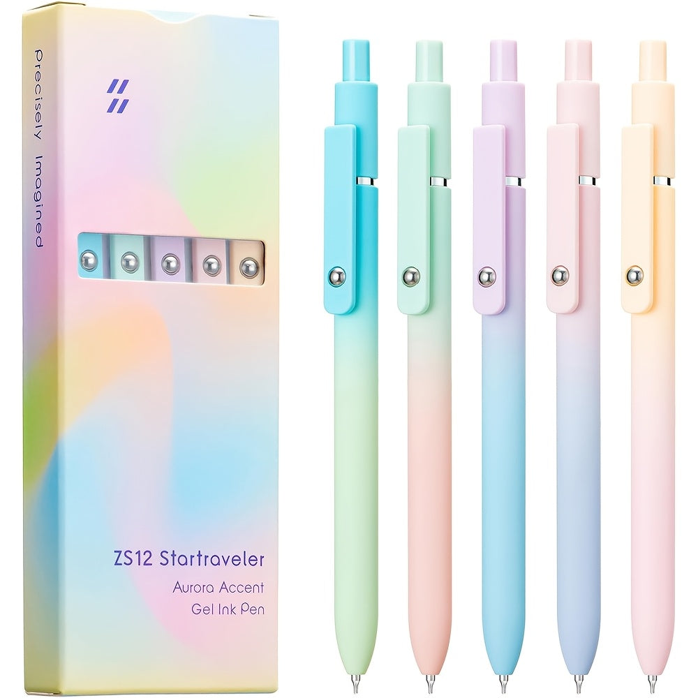 TEMU Halloween Gifts Aurora Gradient Colour Gel Pens 0.5mm Black Quick Gel Ink Pen For School Student Writing, Luxury Gift Pens, Back To School