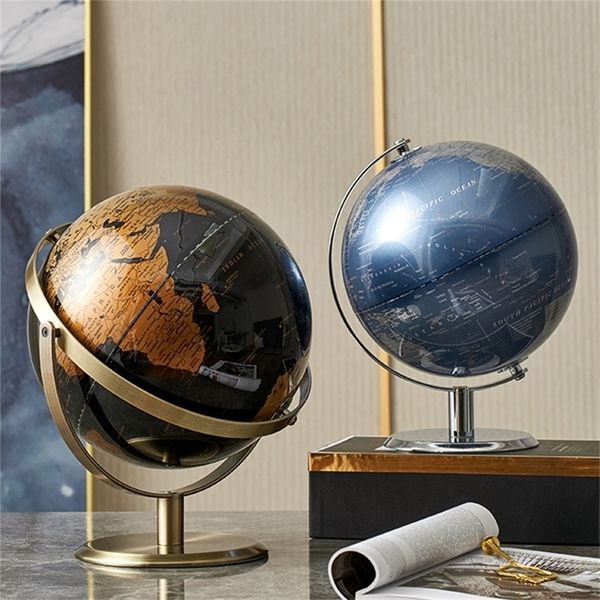 Decorative Objects Figurines Retro World Globe Decoration Terrestrial Map Modern Home Decor Geography Education Office Desk Accessories 2209