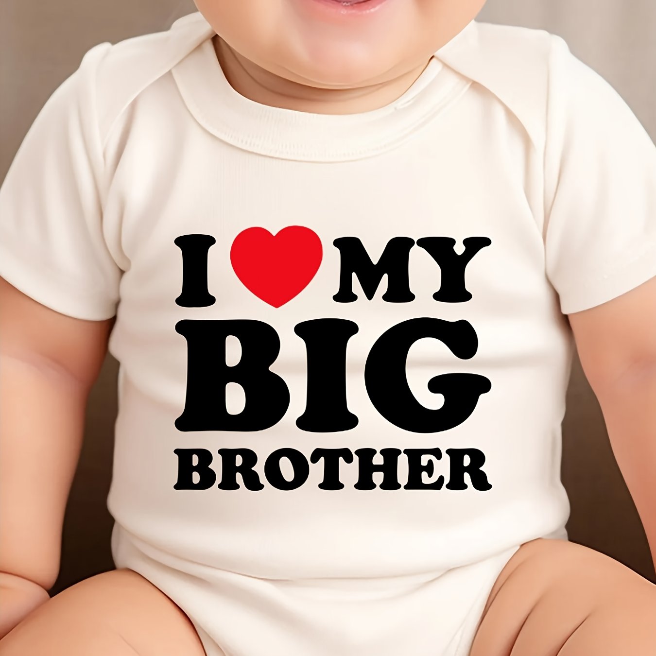 TEMU I Love My Big Brother And Red Heart Comfortable Short Sleeve Baby Romper Funny Newborn Boys Clothes 100% Cotton Jumpsuit, For Outdoor