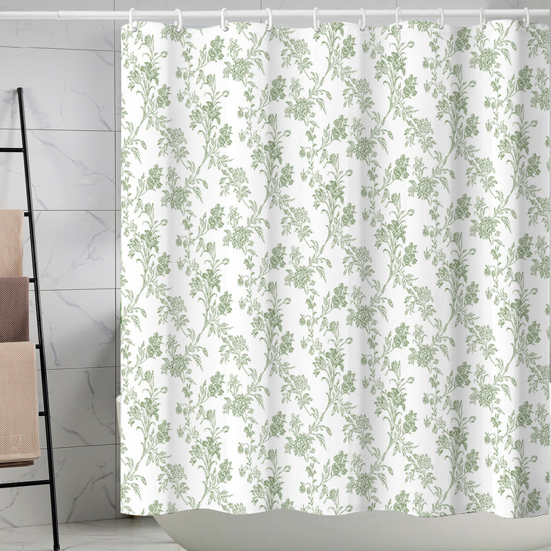 YL-37267 Waterproof Shower Curtain Hot Sale 3D Printed Tropical Jungle Plant Leaves and Flowers Season Polyester Shower Curtain with Hook