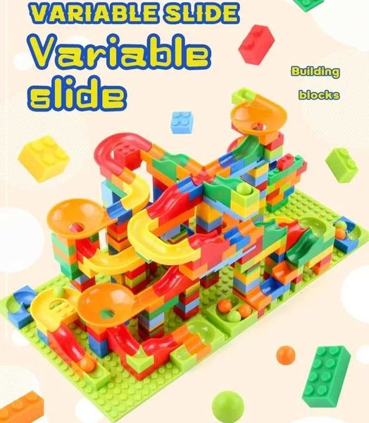 Manual da criança Manual Bloqueio Blocks Idéias de tamanho pequeno racha de corrida Maze Ball Track Diy Assembly Bricks Toys Presente W25011