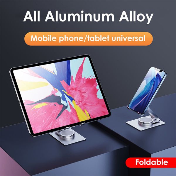 HZ26 Mechanical Rotation Stand Foldable Mobile Smartphone Support Aluminum Alloy Phone Holder Metal Bracket for Desktop Tablet Desk in Retai