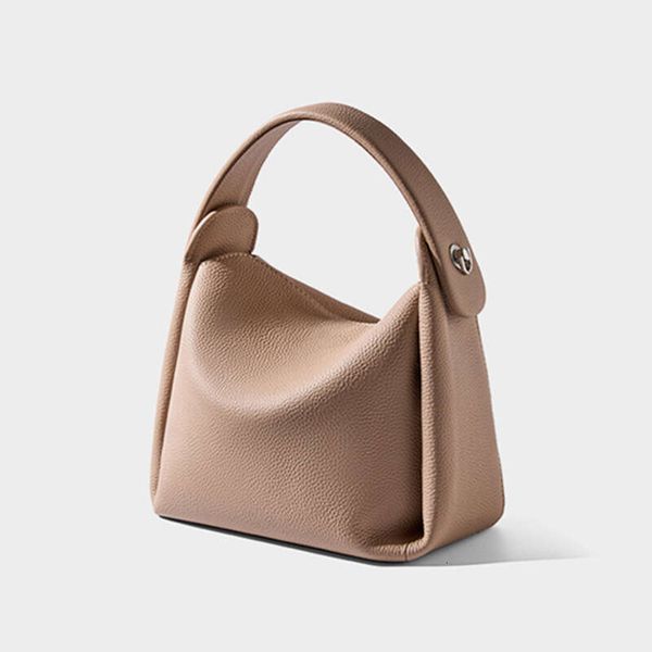 Burminsa Cowhide Genuine Leather Small Shoulder Crossbody Bags For Women 2024 Trend Designer Bucket Purses Tote Ladies Handbags