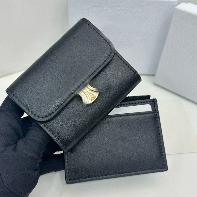 Fashion designer Leather short wallets Credit Card Holder purse bags two-in-one gold Hardware women of Zippy coin purses organizer Wallets with box