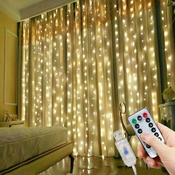 LED curtain light 6m-3m USB warm fairy string light holiday light family bedroom wedding Christmas decoration Y240927