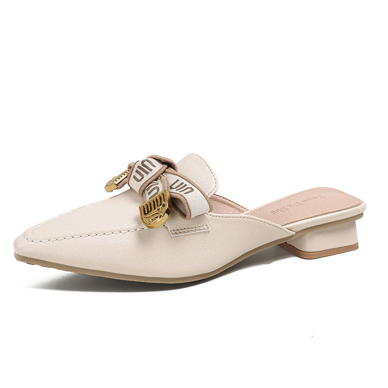 B8 Sandals designer shoes Brand Baotou Half Slippers Women&#039;s Outerwear New Style Square Head Coarse heels Soft Bottom Lazy Muller Shoes Large W