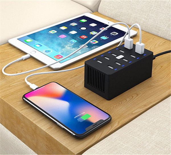 10 USB Ports Quick Charge Charger Station Dock With Cable 40W US AU EU UK Plug for iPhone iPad PC Kindle Multi USB Charger
