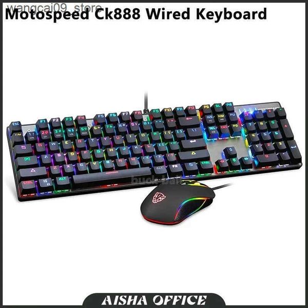 Keyboards Motospeed Ck888 Wired Mechanical Keyboard Mouse Combo 104 Key Usb Rgb Backlit 2400dpi Support Nkro Office Gaming Accessory Gift J2