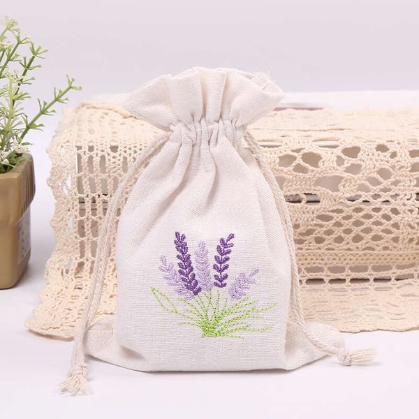 10Pcs Dry Wer Aroma Embroidery Lavender Pouches Cotton Jute Seeds Aromatherapy Bags Can Print