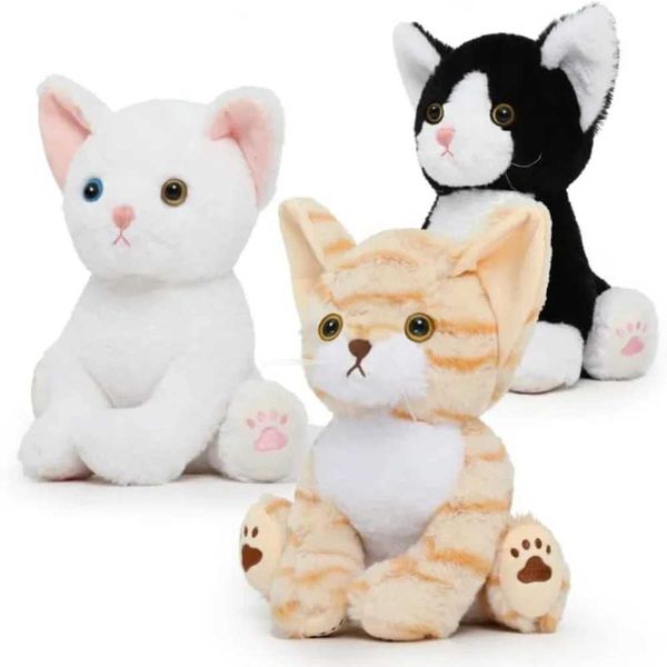 MorisMos 3 Cats Stuffed AnimalsGolden Tabby Cat Toy White Cat Plush Black and White Kitten PlushT250110