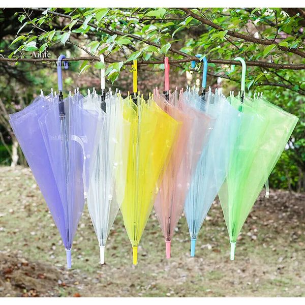 Clear Transparent PVC Dome Bubble Rain Sun Shade Long Handle Straight Stick Umbrella Dda164 0716