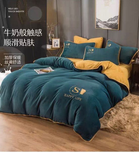 Popular Luxury Crystal Velvet Bedding Set Duvet Cover Beds Sheet 4pcs-set Winter Bed Linen King Queen Size Velvet Home Textile 6 colors