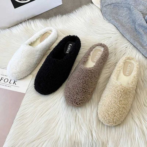 Plus Tamanho 34-43 Luxo Cashmere Mes Winter Shoes Wan Flip Flat Cover Shoelaces Y241205