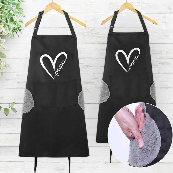 NORBI Hand-wiping Kitchen Cooking Apron Oil-proof Waterproof Sleeveless Aprons Daddy Mom Kids Household Overalls Wipe Hand ApronT250211
