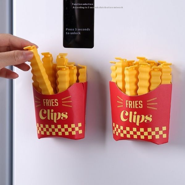 French fries magnetic refrigerator sticker, creative snack bag seasoning moisture-proond fresh-keeping clip, food seag clip