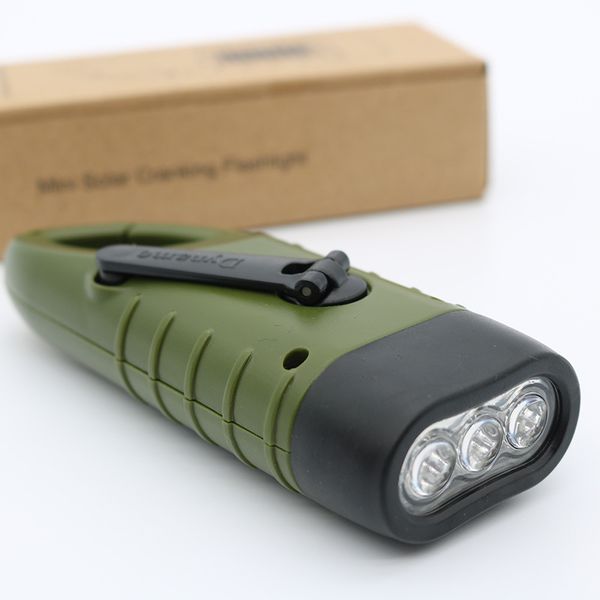 LED Flashlight Torch Lantern Professional Hand Crank Dynamo Portable for Outdoor Camping Mountaineering Solar Power Tent Light