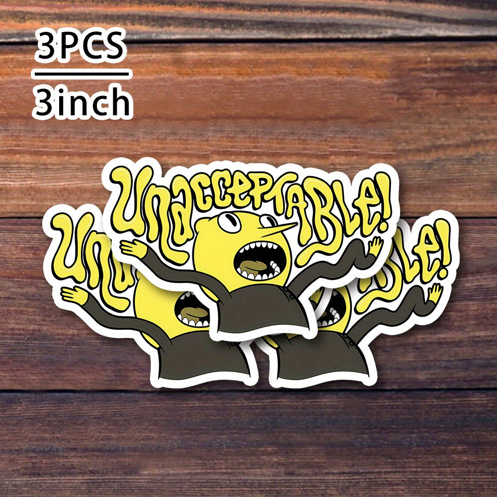 TEMU 3pcs- 3inch "unacceptable! Sticker. Expressing Humorously In , On Notebooks, And Casual Wear. Great For Anyone Who Enjoys , Students, And