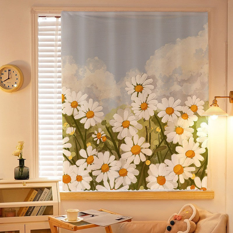 A828 digital printed Velcro curtain, punch-free installation of blackout cloth, simple cartoon small window shielding for rental houses