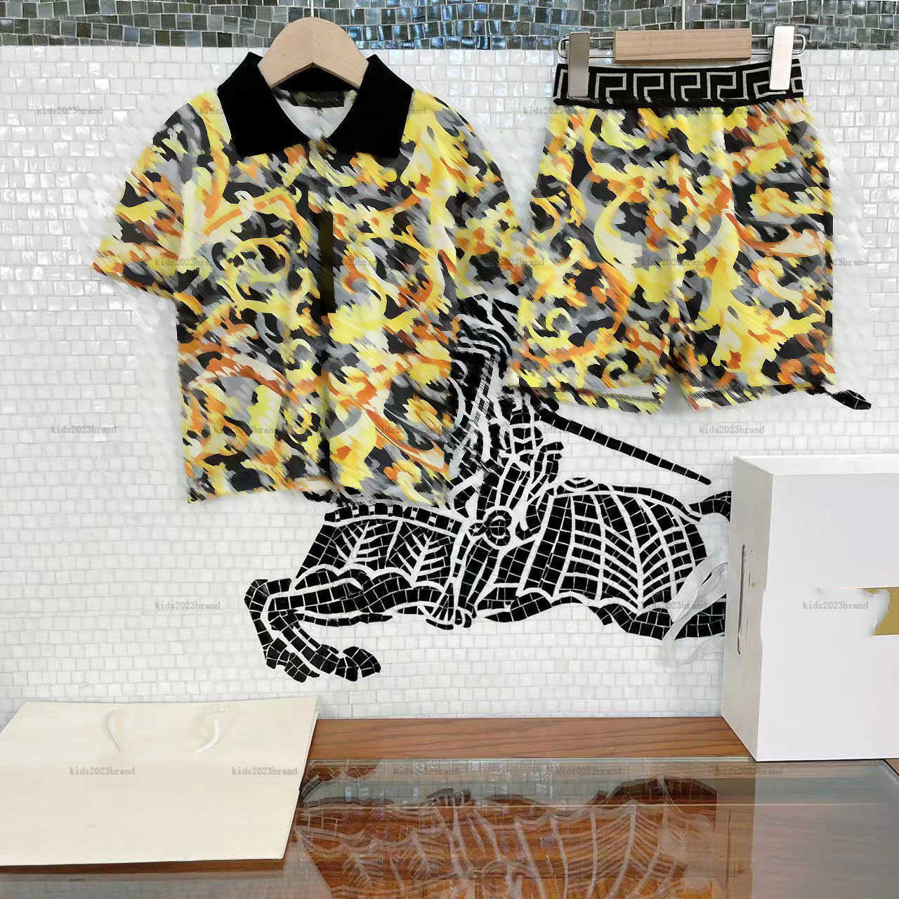 New Boys short sleeve shirt set summer polo t shirts embroidery tracksuits brand designer boys sports sets Flip collar T-shirt and short pants