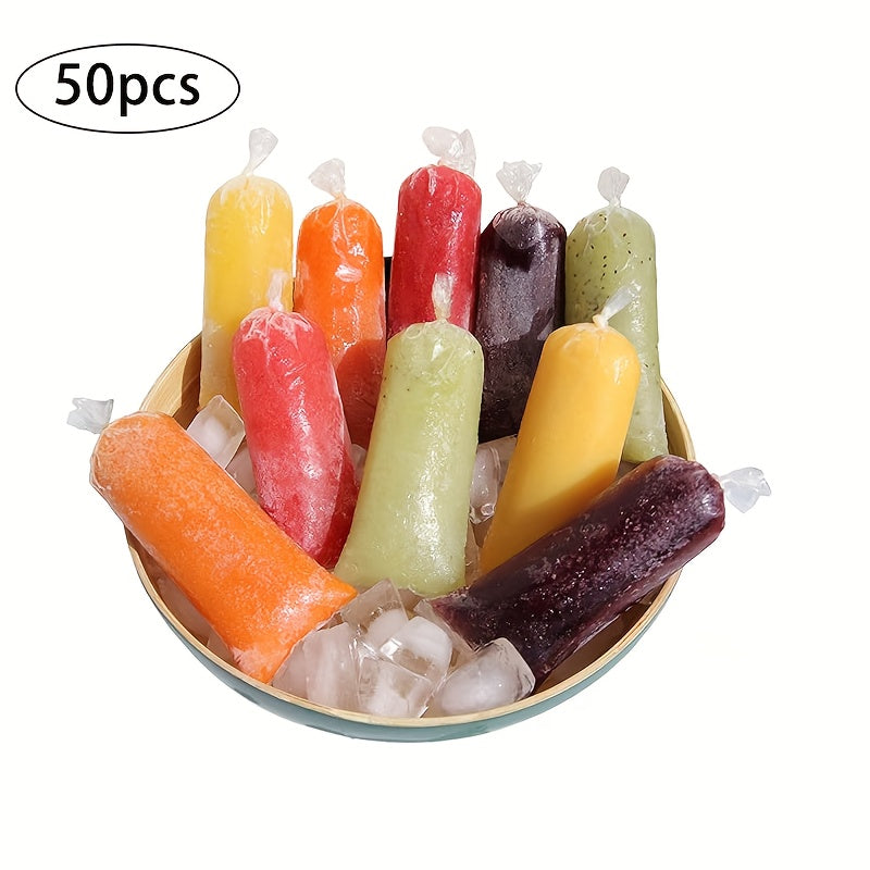 TEMU 50-100pcs, Diy Disposable Ice Pop Mold Bags, Self-sealing Bags, Containers For Yogurt, Juice, , And Ice Candy, Kitchen Accessories, Essentials