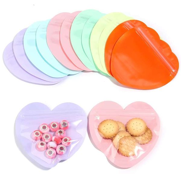 20Pcs-Lot Heart Shaped Self Seag Transparent Jewelry Display Bags Zip Lock For Candy Food Gifts Packaging Bag