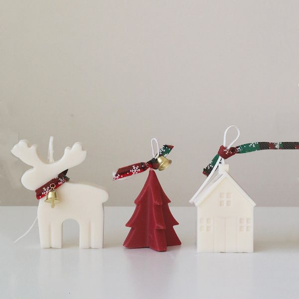 Candles Christmas Decoration DIY Handmade Mold Aroma Making Supplies 3D Tree Elk House Acrylic 230217
