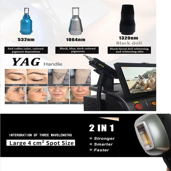 2 in1 diode laser Pico laser tattoo Pigmentation Hair removal Shrinking Pores Laser machine YAG frickles spots pigment removal laser beauty