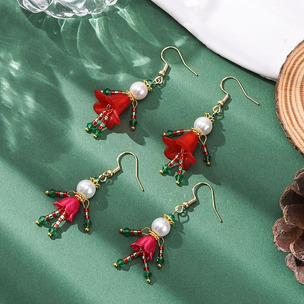 Boucles d'oreilles pendantes en verre et acier inoxydable 304 en forme de personnage