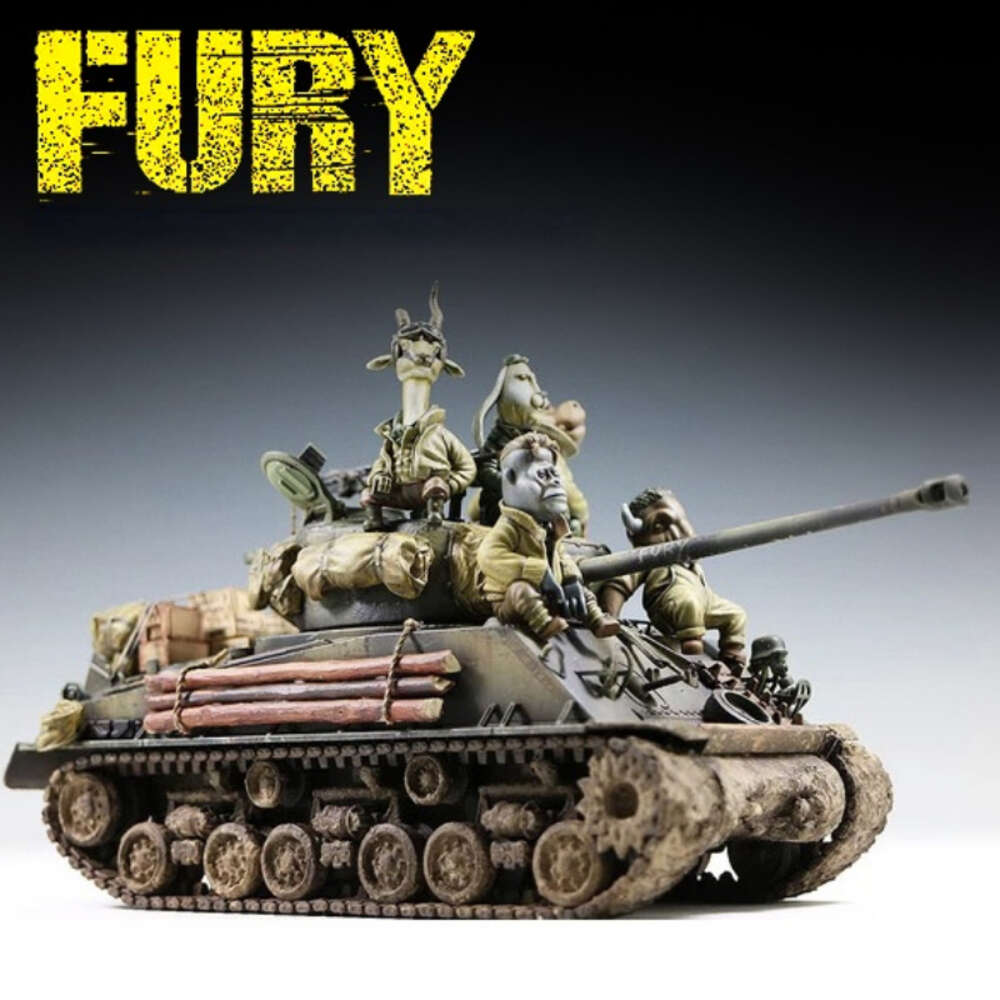 Anime Manga 1-35 Scale Fury Animal Edition US Armored Troopers Five Resin Soldiers No Tanks Unassembled and Unpainted Model Figure Kit Toys