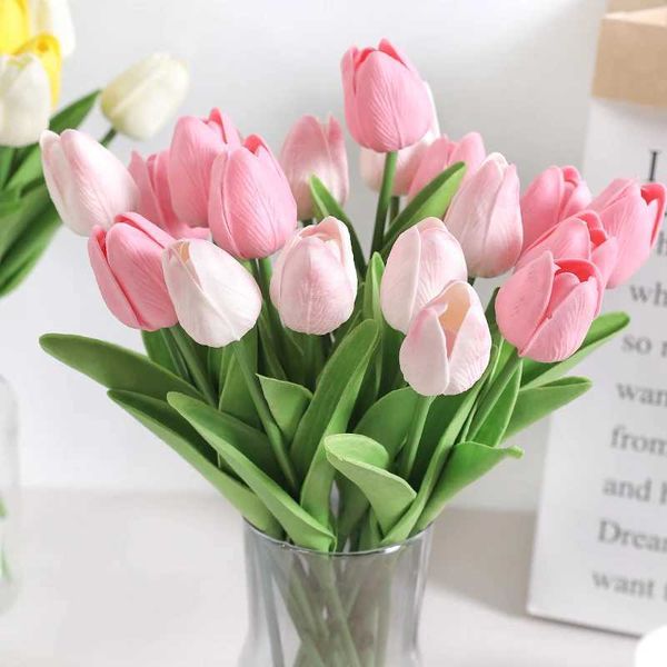 5-10Pcs Artificial Flowers Tulip Bouquet PE Fake Flowers Wedding Garden Decoration Outdoor Home Garden Bouquet Vase Decor Plants Y240801
