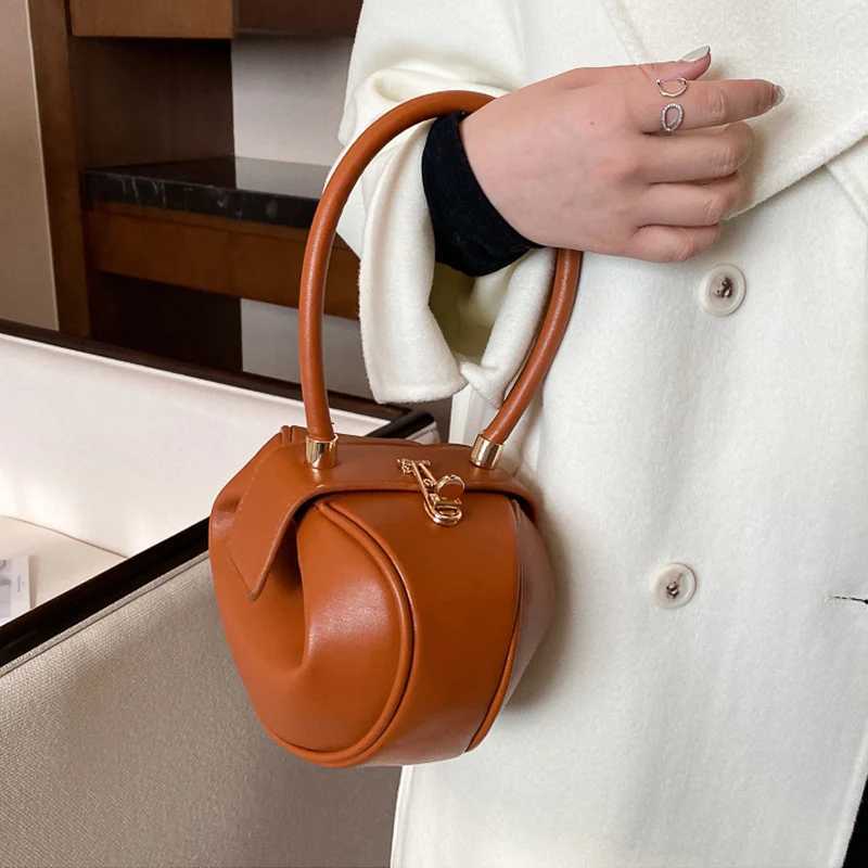 Round Ball Wens Handbag Brand Designer Bowling Bag PU Leather Mini Shoder Bags Fem Luxury Purse Fi Armpit Bag Z250214