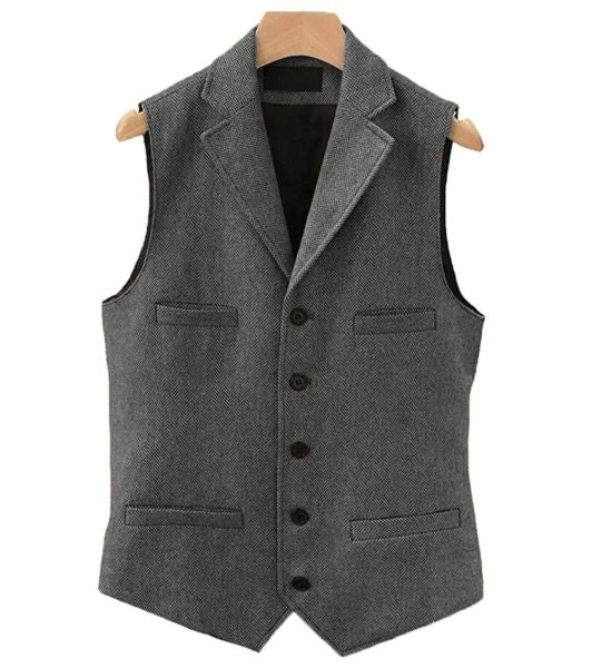 Spring Autumn Vintage Vests Men&#039;s Waistcoat Suit Herringbone Tweed Vest Sleeveless Jacket Fashion Outerwear Plus Size XXL Tops