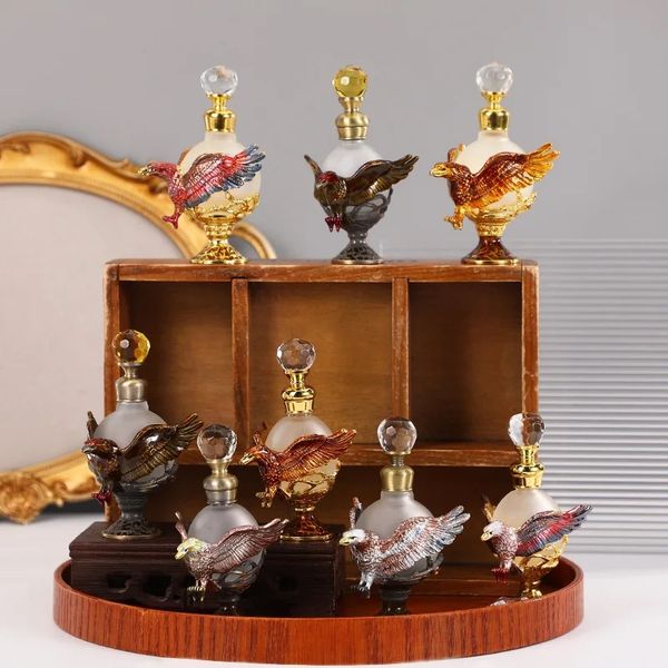 60 X 15ML-25ML Decorative Crystal Perfume Bottle Empty Refillable Vintage Bronze Powerful Eagle Glass Container Essential oil Bottles