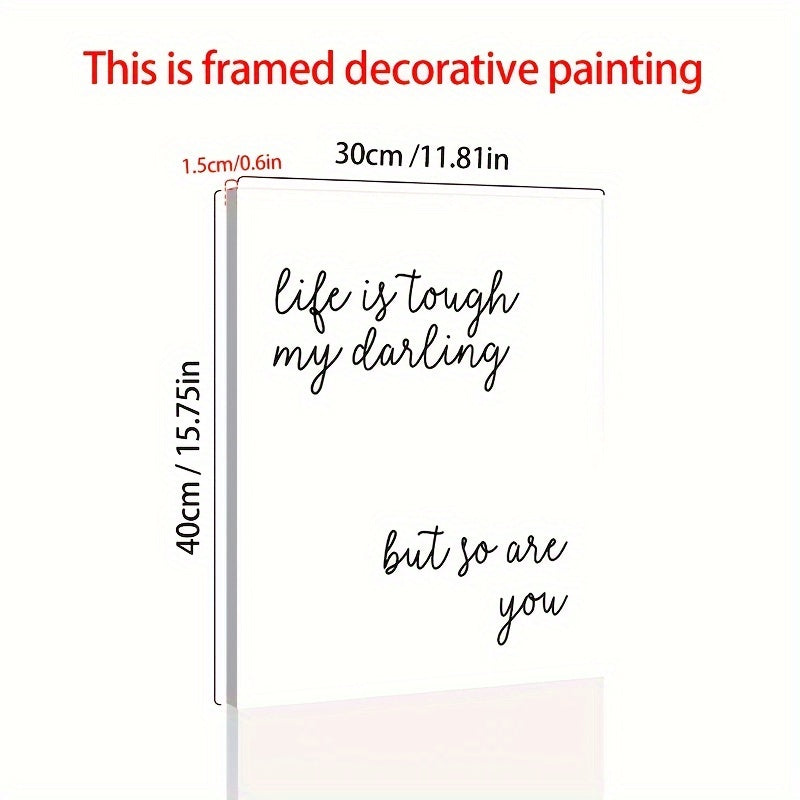 TEMU 1pc Wooden Frame Canvas Art Print Inspirational Poster With Tough Quote, Ideal For Living Room Bedroom Wall Decor