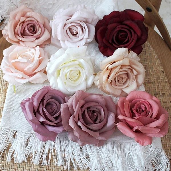 30pcs-Lot 9cm-10CM Large White Rose Artificial Silk wer Heads DIY Wedding Decoration Wreath Scrapbooking Craft wers 240829CJ