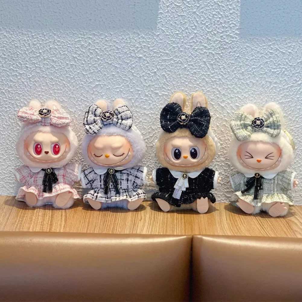 Doll Clothes Outfit Accessories for Labubu Clothes Designer Black and White Plaid Dress Set DIY Mini Dolls Clothing Girl Gift W250301