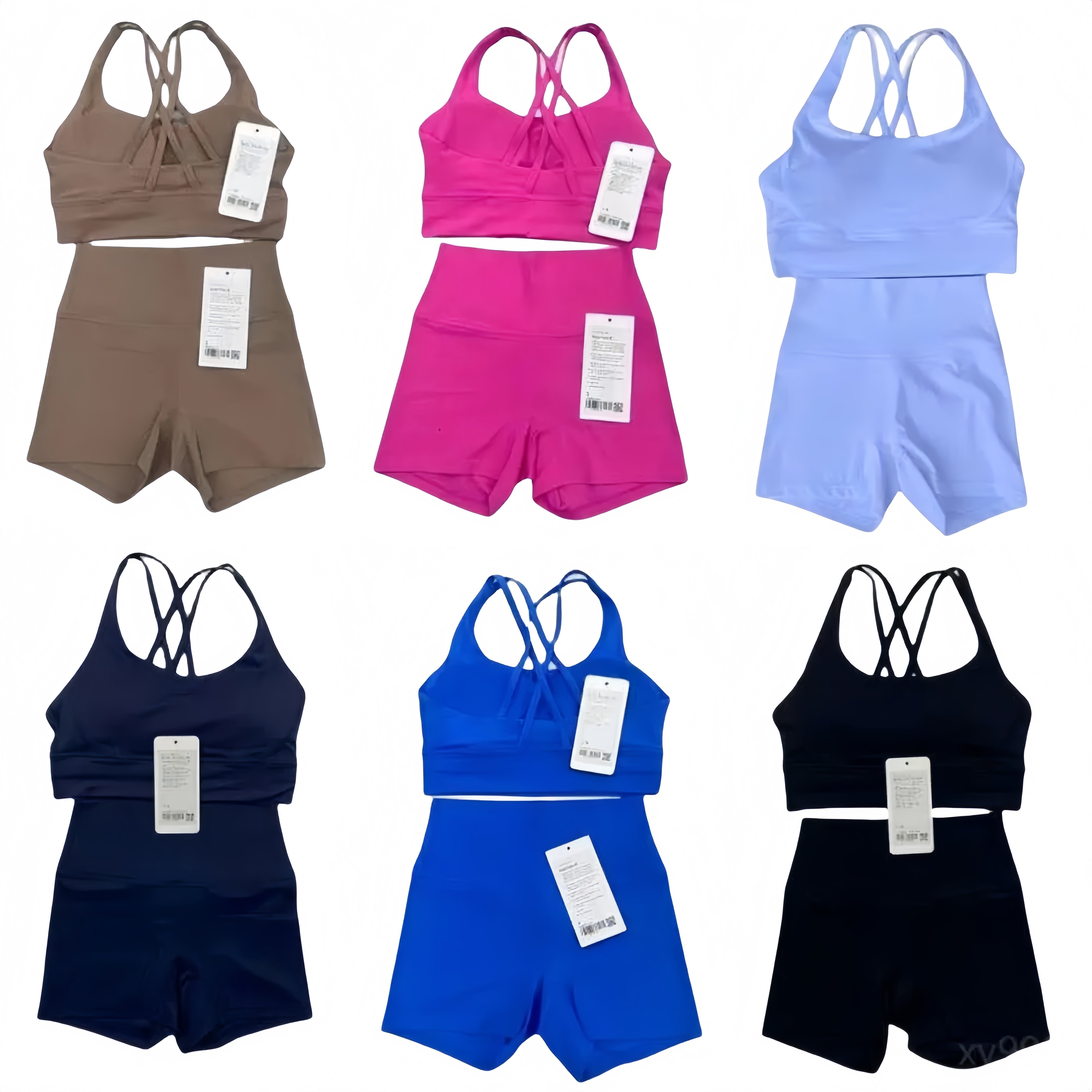 Workout set Two Pieces Women Yoga Set Backcross Sport Bra Fitness Tank Top High Waisted Workout Tights Biker Gym Shorts Tracksuits Activewear