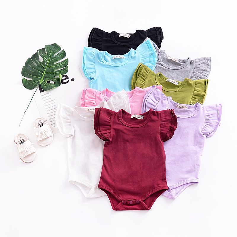 K556 Baby Fly sleeve romper INS Short sleeve ruffler Jumpsuits 2018 new Boutique kids Climbing clothes 16 colors