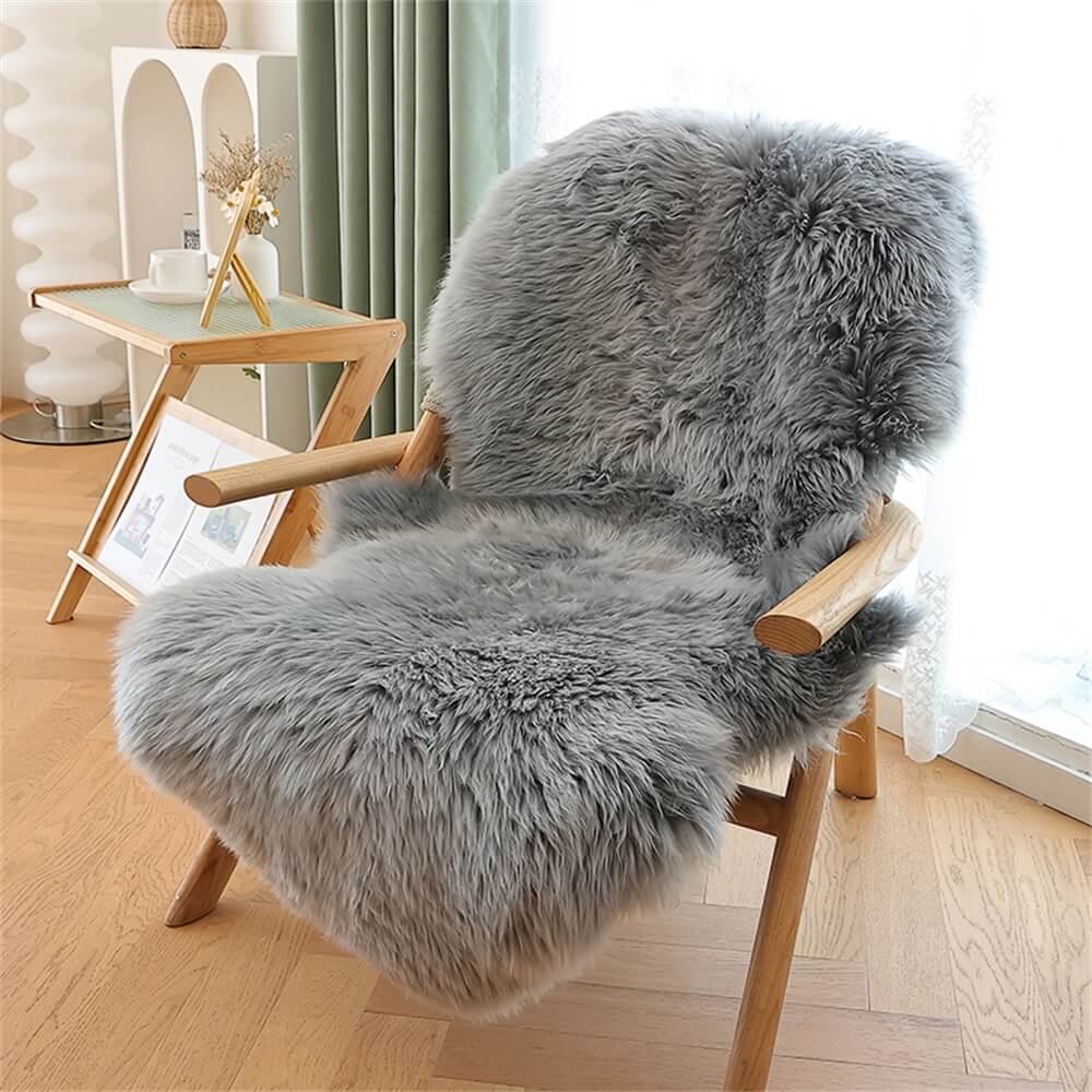 Luxurious Faux Fur Pet-Friendly Chair & Sofa Cover - Ultimate Comfort for You and Your Pets, Grey - 25.59*37.40 in