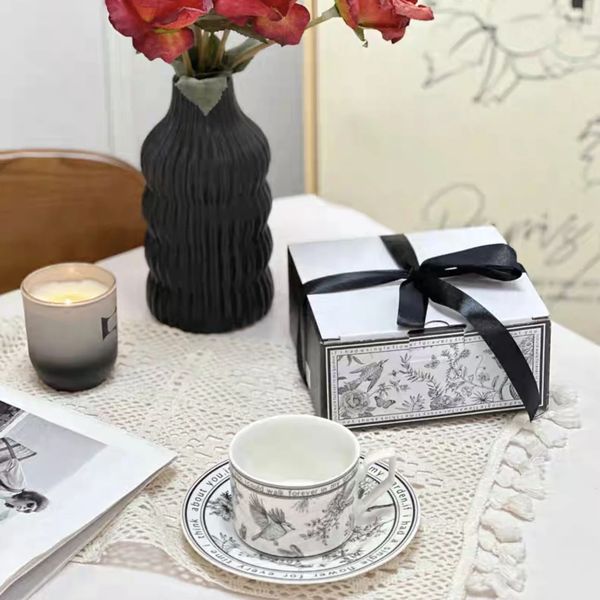 Pinellia Ternata Flower Coffee Cup And Plate Set Ins Small Fragrant Mug With Handle Nordic Style High Feeling Aesthetic Value 241015