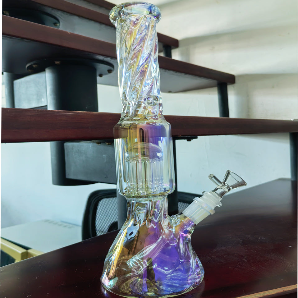 Hookahs Glass Bong Smoking Bubbler Beaker Water Pipes Heady Dab Rigs Recycler Water Bongs With 14mm Bowl 32cm