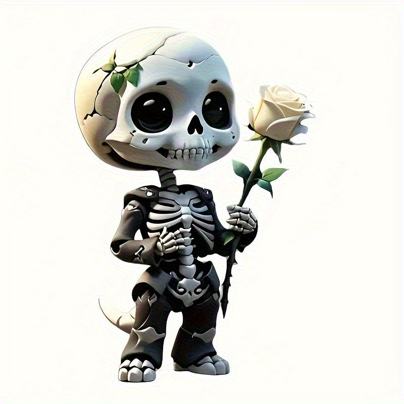 TEMU 6-inch Skeleton Rose Film Sticker - Adhesive Vinyl Decal For Cars, Laptops, Bottles, Trucks, Phones, Motorcycles, Windows, Walls, And Cups, ,
